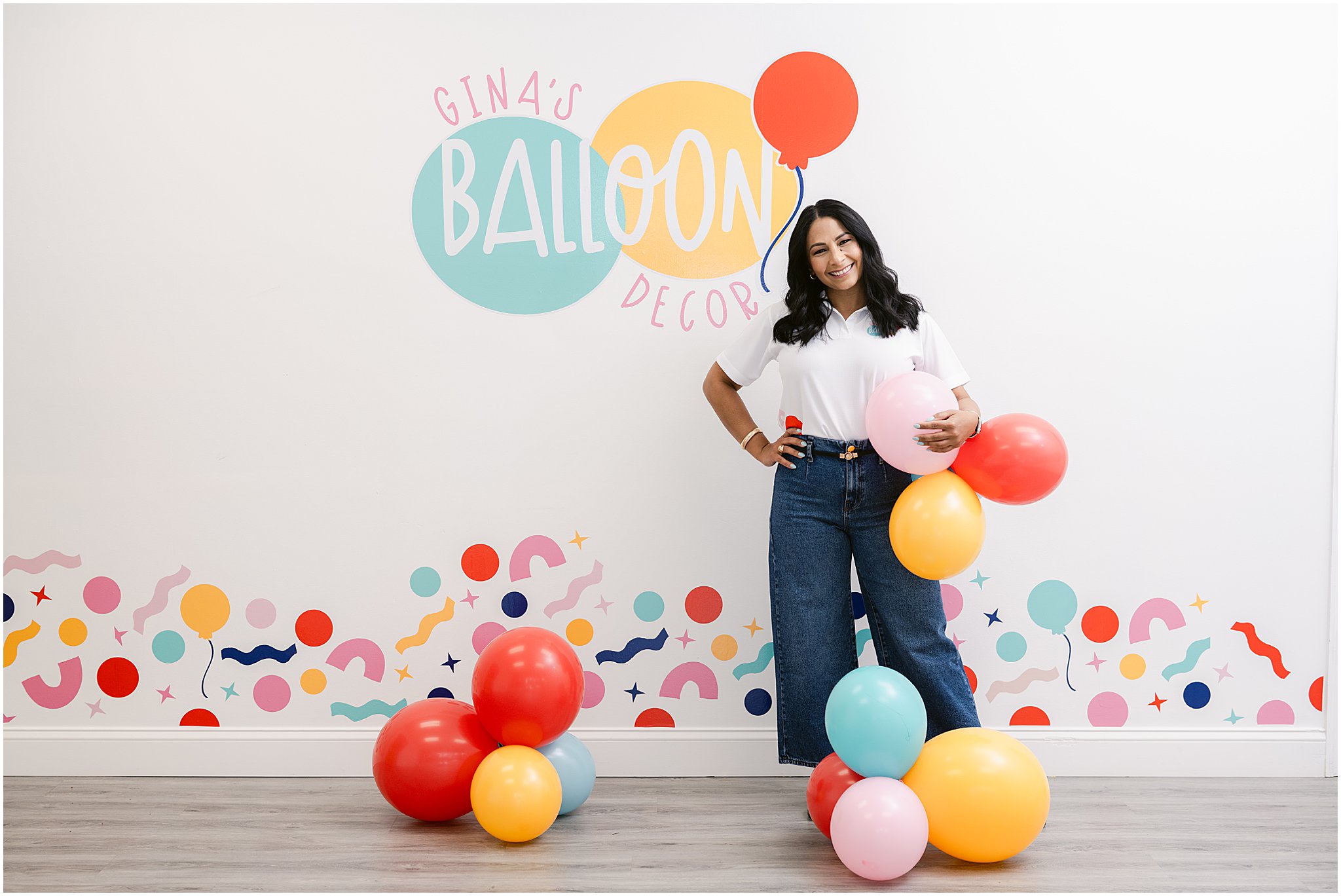 Gina with her colorful balloons and new branding